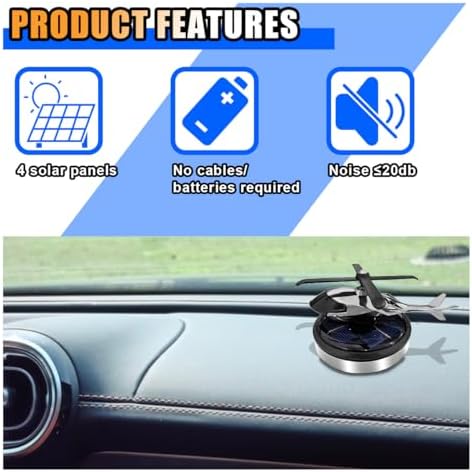 KITUREK Helicopter Solar Rotating Car Air Fresheners for Home Office Silver - Image 3
