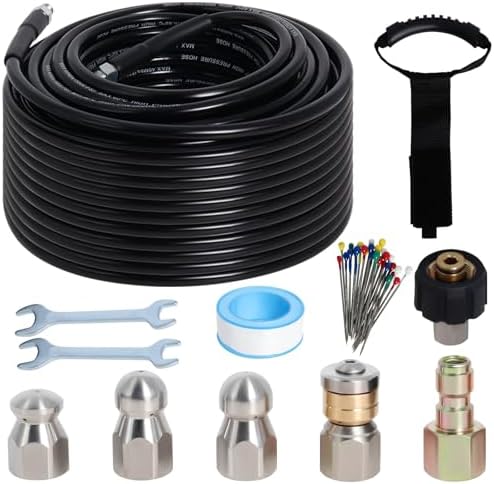 100FT Sewer Jetter Kit for Pressure Washer 5800PSI Drain Cleaner by Zejoot