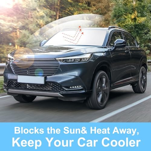 TINGLU Sun Shade for Honda HRV HR-V 2016-2022 Accessories Windshield Sun Shade Window Shade UV Rays Protection Sun Visor Cover with Steering Wheel Sunshade Storage Bag - Image 5