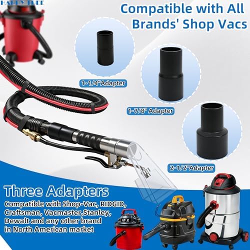 Happy Tree Universal Fit All Brands' Shop Vac Extractor Hose Kit Adapter Wet-Dry Extraction Accessory for Upholstery & Carpet Cleaning Auto Detailing Wet Vaccum Accessories with 25 Feet Water Hose - Image 5