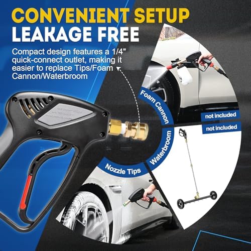 TOOLCY Pro Short Pressure Washer Gun 5000 PSI with 360° Swivel 3/8" Inlet - Image 6