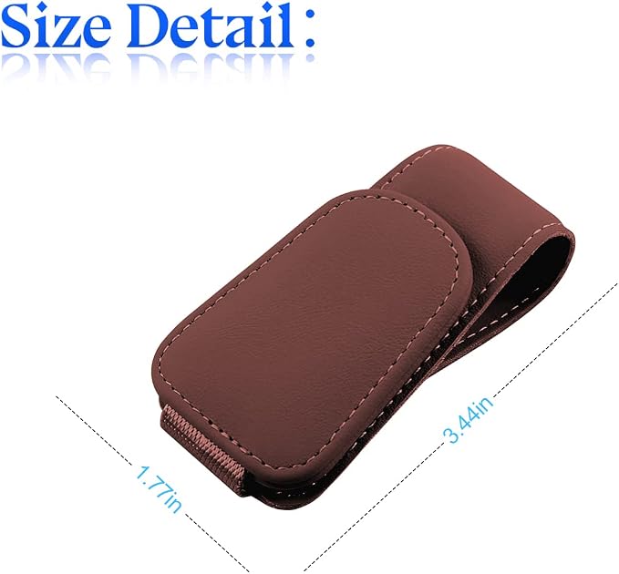 zipelo 2PCS Magnetic Leather Sun Visor Sunglasses Holders, Wine Red | one-hand access, soft contact surfaces, stores glasses and cards, lightweight compact form, car interior accessories - Image 2