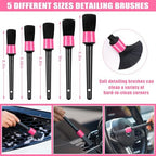 Car Cleaning Kit, Car Vacuum Interior Detailing Cleaner Kit with High Power Handheld Vacuum, Brush Set, Windshield Tool, Duster, Towels, Complete Car Care Tools for Women (Pink) - Image 5