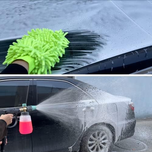 Sooprinse Short Pressure Washer Gun With Foam Cannon, High Pressure Snow Foam Lance, 1/4 Inch Quick Connector, Power Washer Blaster, Car Wash Mitt, 3000 PSI, 1 Liter - Image 6