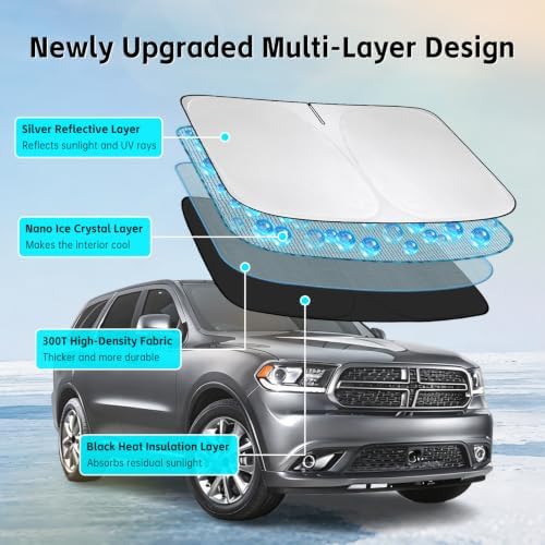 Windshield Sun Shade for Dodge Durango 2011-2026 Sunshade - Image 3