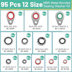 XBVV 95 PCS 12 Sizes Premium A/C Conditioning System Compressor Gasket Seal, Automotive Air Conditioning Compressor Port Seal Gasket Kit Bonded Gasket Seal Assortment Set - Image 2