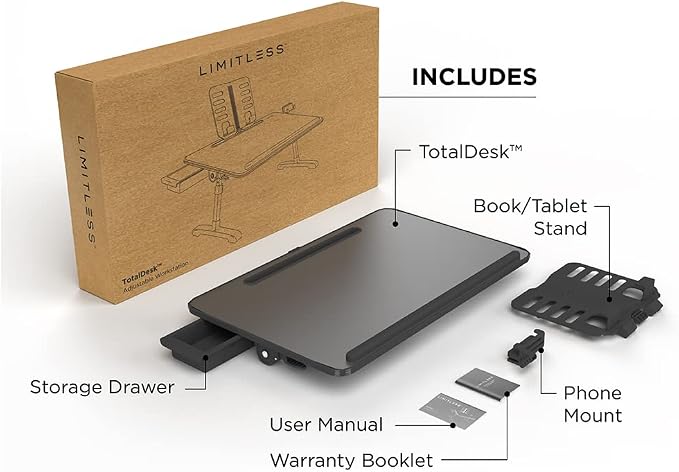 Limitless TotalDesk Portable Modern Workstation and Lap Desk with Adjustable Height & Tilt (Charcoal) - Image 8