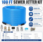 100 FT Sewer Jetter Kit for Pressure Washer, 5800PSI Drain Cleaner Hose - Image 5