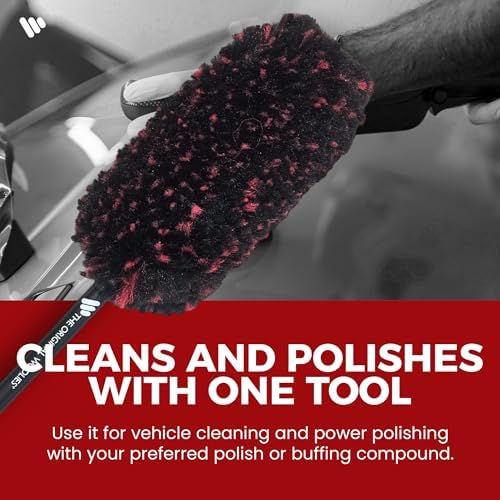 Wheel Woolie Drill Powered Wheel Cleaning Brush – 12“ Rim Brush Drill Attachment, Brake Dust Cleaner, Alloy Wheel & Spoke Cleaning Tool, No-Scratch Car Detailing Brush w/Hex Control Grip | Made in USA - Image 4