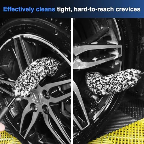 Car Wheel & Tire Brush Set, Wheel Cleaner Brush, Soft & Stiff Bristle Cleaning Brush, Wheel Brushes for Cleaning Wheels, Rim Brush for Car Body Exterior Surface, Carpet, Truck, SUV, RV, Motorcycle - Image 6