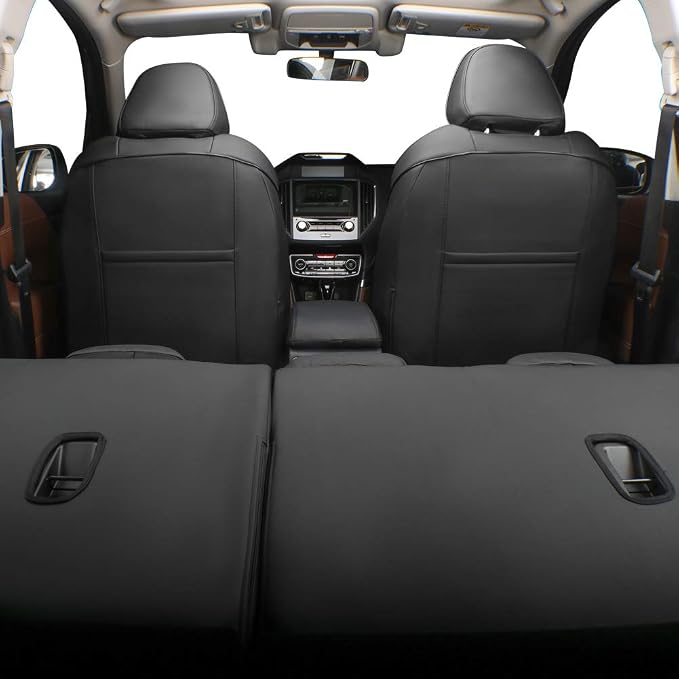 EKR Car Seat Covers for Subaru Crosstrek 2018-2023,Leatherette Full Set | Custom Fit for Subaru Crosstrek & Hybrid 2018-2023 (Rear W/ Armrest),Airbag Compatible,Easy Clean,Faux Leather(Black) - Image 5
