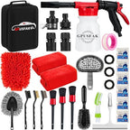 26Pcs Car Wash Cleaning Kit with Foam Gun Sprayer Detailing Brushes Window Water Scraper Tire Brush Towels Complete Interior Exterior Detailing Set for Car by GPUSFAK