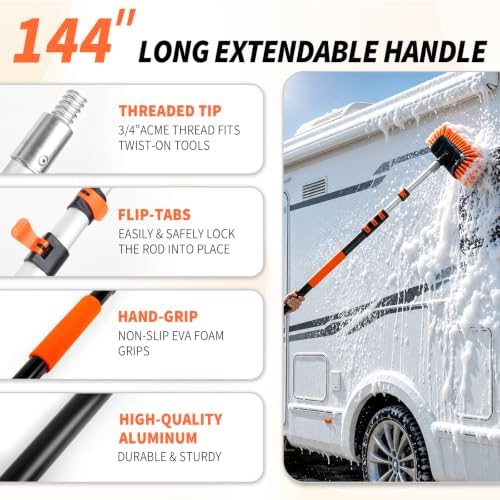 144'' Car Wash Brush with Long Handle Cleaning Kit - Image 2