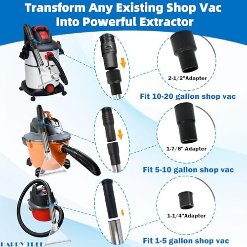 Happy Tree Universal Fit All Brands' Shop Vacs with 2-1/2"&1-7/8"&1-1/4" Adapter Clear Extractor Accessory for Upholstery & Carpet Cleaning & Car Detailing, Shop Vac Extractor Attachment Hose Kit - Image 6