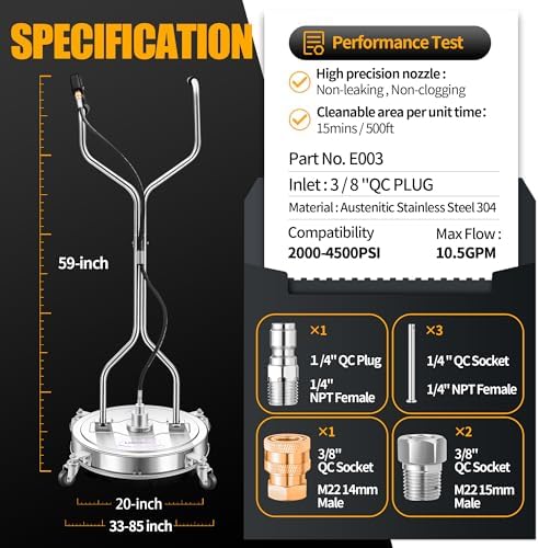 LidoDola 20'' Pressure Washer Surface Cleaner, Power Washer Accessory - Image 5