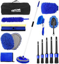 62'' Car Wash Brush Kit Mitt Mop Sponge with Long Handle, 1 Chenille Scratch-Free Replacement Head, Windshield Window Squeegee,Car Duster,Car Detailing Brushes,Tower,Car Cleaning Kit for Cars RV Truck by NIKCOSMK