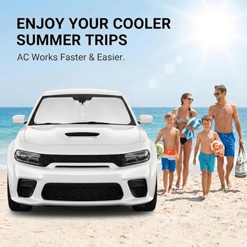 Windshield Sun Shade for Dodge Charger 2011-2023 Sunshade Front Window Shade Custom Fit Charger Accessories Sun Visor Foldable Shade Blocks UV Rays Accessories - Image 4