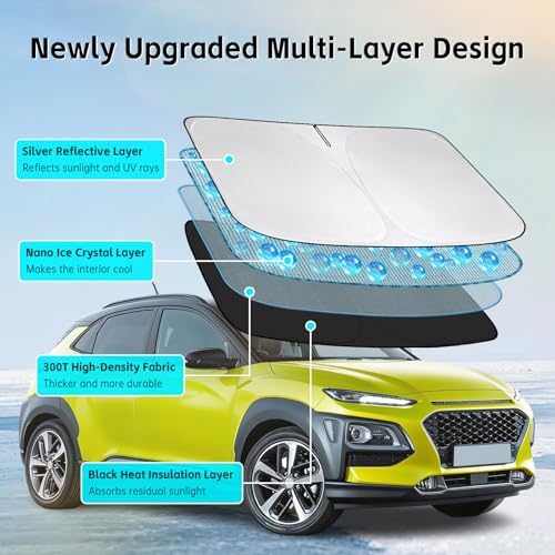 Windshield Sun Shade for Hyundai Kona 2018-2026 Sunshade - Image 3