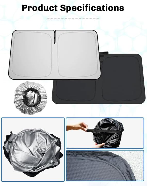 SXCY for 2026 Mazda CX5 Windshield Sunshade for 2026 Mazda CX5 Accessories 2026 CX5 Sunshade Foldable Sun Shield 2026 CX-5 Sun Shade Block UV Rays - Image 6