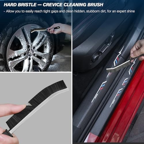 Car Detailing Brushes Set, 8-Piece Auto Detail Cleaning Brush Tool Kit in Ultra-Soft/Middle/Hard, Crevice Brush for Car Interior & Exterior, Leather, Air Vents, Emblems, Wheels Wash & Care - Image 7