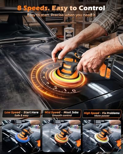 8-Speed Cordless Car Buffer Polisher Kit, 28 PCS Complete Kit - Image 4