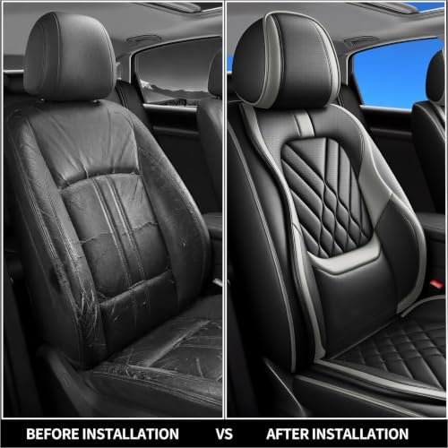 Fit Compass Car Seat Covers Compatible with Jeep Compass 2012-2024 2025 2026-Premium Leather,Waterproof,Breathable,Airbag Compatible &All-Weather Seat Cushion Protecto(Full Set,Grey) - Image 7