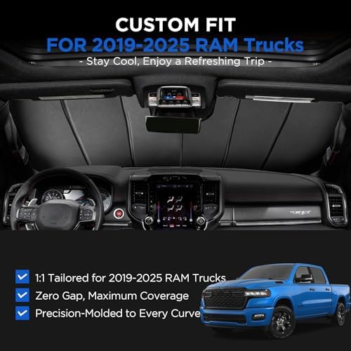 MAIKER OFF ROAD Windshield Sunshade Compatible with Ram 1500 2019-2025 - Image 2