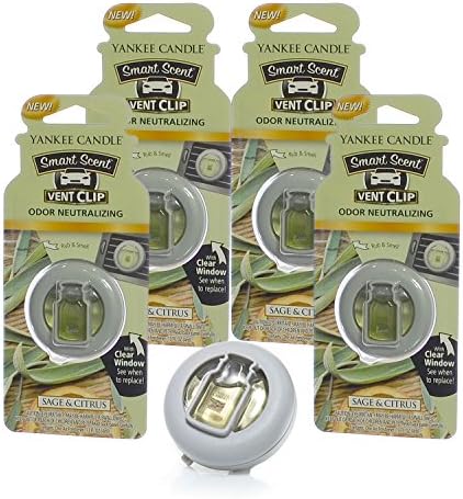 Yankee Candle Car Freshener Smart-Scent Vent Clips, 4-PACK (Sage & Citrus) by YankeeCandle