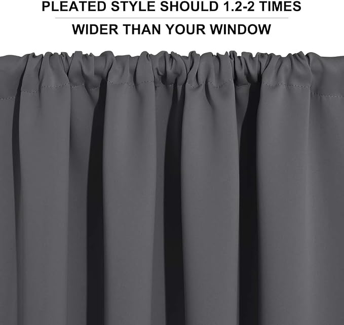 RYB HOME Short Blackout Curtains for Small Window Kitchen Bathroom Cafe RV | Sunmmer Heat Light Blocking, Privacy, Energy Saving, For Sunroom Laundry Room Stair Window, W52 x L36, Grey, 2 Panels - Image 6