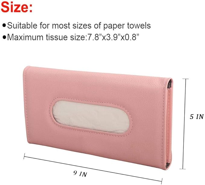 Pink Car Tissue Holder for Sun Visor, Car Accessories for Women | Car napkin holder attaches to visor/back seat fast, easy refill, great for drivers and passengers, fits cars, trucks & SUVs - Image 2