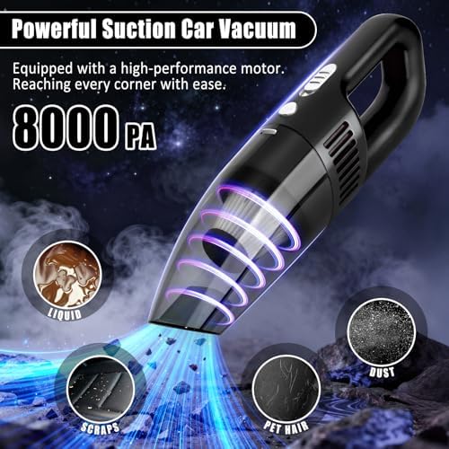 Car Cleaning Kit, Car Vacuum Interior Detailing Cleaner Kit with High Power Handheld Vacuum, Brush Set, Windshield Tool, Duster, Towels, Complete Car Care Tools for Women (Black) - Image 2