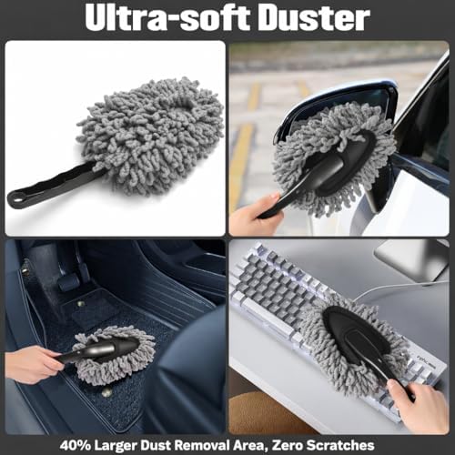 Car Detailing Kit 15PCS, Boar Hair Brushes,160g Gel, Swivel Glass Tool - Image 5