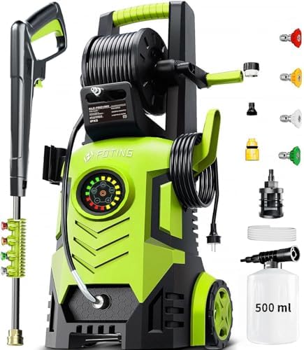 2026New Pressure Power Washer 5000PSI with Adjustable Touch Screen 8 Level, 34" Tall, 4 Quick Connect Nozzles,Inlet Hose&Filter&500mlFoam Cannon for Cars/Fences/Driveways/Home Cleaning(Yellow) by FOTING-Makeyourwaterrefreshed