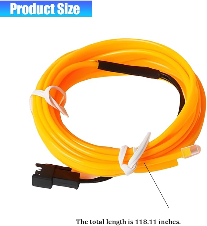 Car LED Strip Lights, 9.84FT 5V Waterproof Flexible Vehicle Ambient Lighting Kits with USB Port, Automotive Lamp Strips Decorations, Universal for SUV Automobile Truck (Yellow) - Image 2