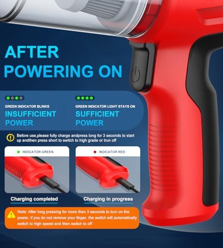 Car Vacuum Portable Cordless, 4 in 1 Mini Vacuum Cleaner Hight Power, 12000Pa Powerful Suction, Air Duster, Dual Filter,Adjustable Small Vaccum Portable Cordless for Car, Home, Pet, Office - Image 4