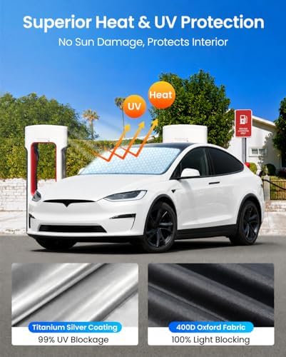 REEVAA Car Windshield Sun Shade for Tesla Model X (2026-2021) - Image 3