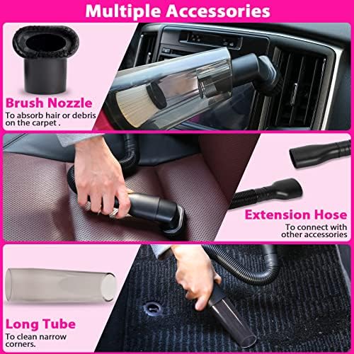 THINKWORK Car Detailing Kit with Vacuum, Pink Car Cleaning Accessories Set - Image 3