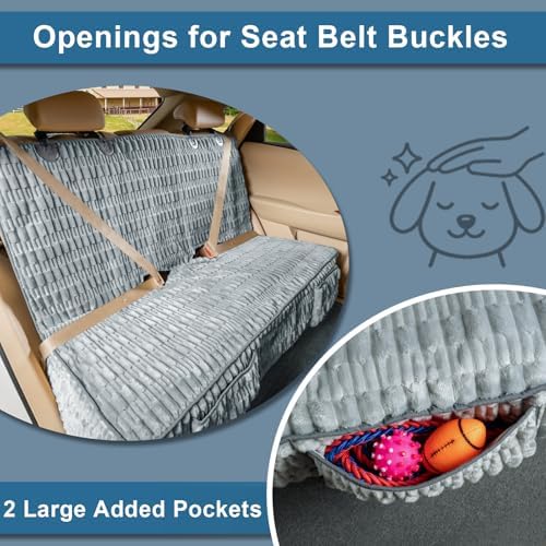 Dog Car Seat Cover, Soft Plush Waterproof Back Seat Protector,Grey | Non-Slip Backing, Full Bench Coverage, Hair, Dirt & Scratch Defense, Machine Washable, Fits Cars, SUVs & Trucks - Image 5