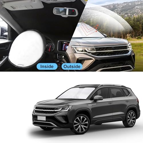 TINGLU Sun Shade for Volkswagen VW Taos 2022 2023 2024 2025 2026 Accessories Windshield Sun Shade Window Shade UV Rays Protection Sun Visor Cover with Steering Wheel Sunshade Storage Bag - Image 6
