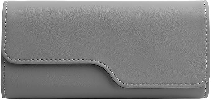 Zpana Sunglass Holder for Car Visor, Leather Auto Eyeglasses Sun Visor Organizer Case with Hidden Magnetic Closure, Auto Protective Glasses Storage Box, Universal for SUV RV Truck (Gray) by Zpana