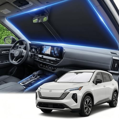 Windshield Sun Shade for Nissan Kicks 2025 2026 Sunshade Front Window Shade Custom Fit Kicks Accessories Sun Visor Foldable Shade Blocks UV Rays Accessories by AuyNeas