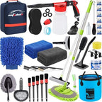 42Pcs Car Wash Detailing Kit Cleaning Set with Foam Gun Sprayer, Long-Handle Brush, Collapsible Bucket, Large Wash Mitt, Towels, Complete Interior & Exterior Car Washing Supply Set (Blue) by AUTODECO