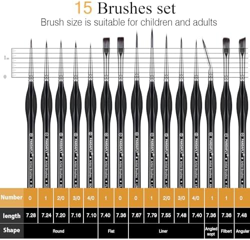 PANDAFLY Detail Paint Brushes Set for Fine Detailing & Art Painting, 15pcs - Image 3