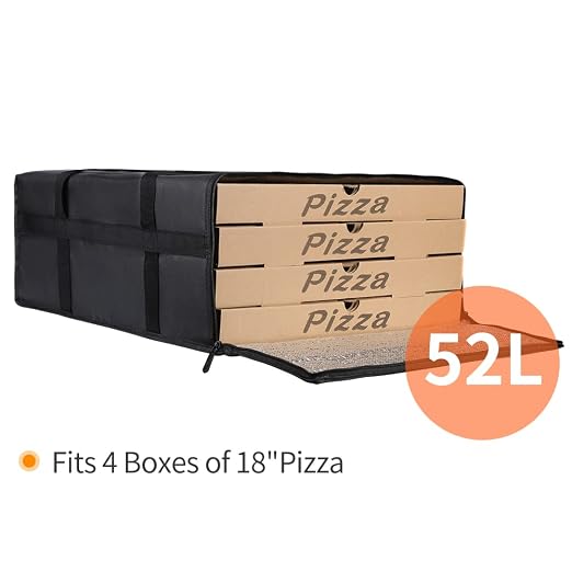 Bodaon Insulated Pizza Delivery Bag, 20" x 20" x 8" Warmer, Black, 1-Pack | Pizza Bags for Delivery Carry Hot, Insulated Food Delivery Bag, Grocery Shopping Bags, Commercial Catering Rideshare, Parties - Image 4