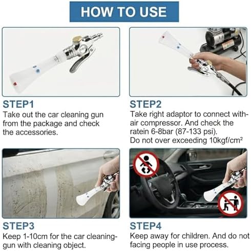 Mini Tornado Car Cleaning Gun, High Pressure Vortex Air Blaster for Interior Detailing, Compact Metal Blow Gun with Trumpet Head, Quickly Blasts Dirt, Works with Air Compressor Tool Kit - Image 4