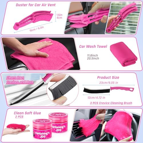 55PCS Pink Car Detailing Kit Interior Cleaner with High Power Handheld Vacuum, Car Wash kit with Detailing Brush Set,Car Interior Detailing Kit,Car Accessories for Cars,Gifts for Women - Image 5
