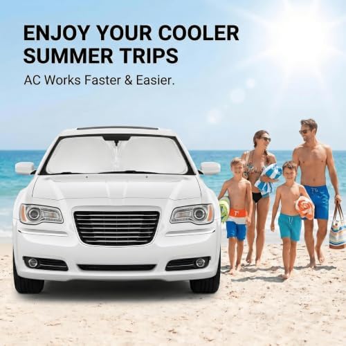 Windshield Sun Shade for Chrysler 300 300C 2011-2024 2025 Sunshade Front Window Shade Custom Fit 300 300C Accessories Sun Visor Foldable Shade Blocks UV Rays Accessories - Image 4