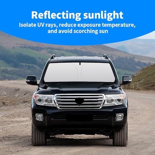 Front Windshield Sun Shade Custom Fit Compatible for Toyota LC200 2008-2021 Sunshade Foldable UV Ray Reflector Sun Visor Protector Accessories Shield Cover Reflective (for Toyota LC200 2008-2021) - Image 2