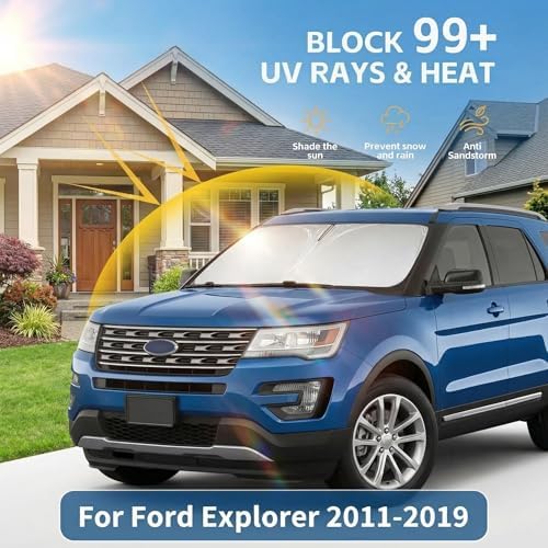 for Ford Explorer 2011-2019 Windshield Sun Shade Front Window Shade Custom Fit Explorer Accessories Sun Visor Foldable Shade Blocks UV Rays Summer Must Have Car Accessories - Image 2