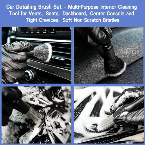 9 Pcs Car Detailing Brushes Kit, Car Interior Cleaning Tool with Cleaning Gel - Image 3